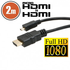 Cablu micro HDMI 2m cu conectoare placate cu aur foto