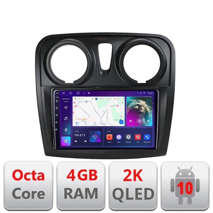 Navigatie Dacia Sandero Logan 2012-2020 C-sandero Android Octa Core Ecran 2K QLED GPS 4G 4+32GB 360 kit-sandero+EDT-E409-2K CarStore Technology