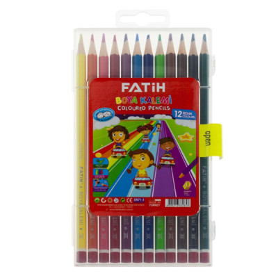 Set 12 Creioane Colorate Fatih, Diametru Mina 2.9 mm, Cutie din Plastic, 12 Culori, Creioane Colorate Fatih, Creioane Colorate, Creioane Set, Set Crei foto