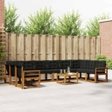 vidaXL Set de canapele de exterior cu pernă 11 pcs Natural și Negru 3369123