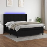 Cumpara ieftin Pat cu arcuri, saltea și LED, negru, 160x200 cm, textil