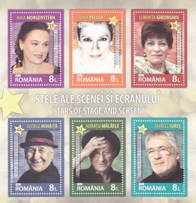 STELE ALE SCENEI SI ECRANULUI,BLOC,2017,Lp.2175a, MNH ** ROMANIA. foto