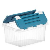 Cutie depozitare 18 L, cu capac incorporat, din plastic TRANSPARENTA