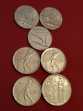 Lot 7 monede Italia, lire: 10 (1952,1955,1967)+ 50 (1956,1964,1965)+ 100 (1956). Discount conform descrierii [10 - 20 %. Vezi descrierea.].
