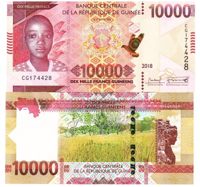 Guineea 10 000 Francs 2018 P-49a UNC foto