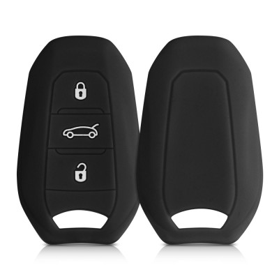 Husa Cheie Auto pentru Opel - 3 Butoane - Keyless Go, kwmobile, Silicon, Negru, 56975.01 foto