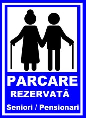 Placuta pentru parcare rezervata batranilor seniori foto