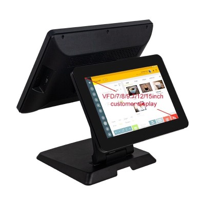 Sistem POS 15&amp;Prime; Multi-touch + monitor client 9.7&amp;quot;, i5 5300U, 8GB DDR3, 256GB SSD, Free DOS, Stand metalic foto