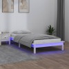 VidaXL Cadru de pat cu LED, alb, 100x200 cm, lemn masiv