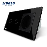 Cumpara ieftin Intrerupator dublu + priza simpla Livolo rama din sticla SmartElectro IntelligentHouse