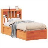 Cumpara ieftin Cadru pat fara saltea, maro ceruit, 75x190 cm, lemn masiv pin