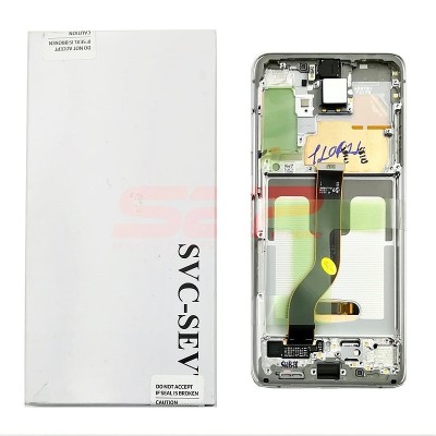 LCD+Touchscreen cu Rama Samsung Galaxy S20+ / S20 Plus 5G / G986 WHITE original foto