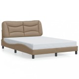 VidaXL Cadru de pat cu tăblie, cappuccino, 140x200 cm, piele ecologică