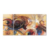Set 3 tablouri GIGANT abstract pictat manual, Cosmic, 200x100cm ulei pe panza