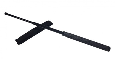 Baston telescopic din otel, negru, 60 cm, 3 sectiuni, husa cadou foto