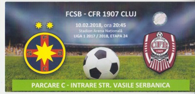 QW13 8 - Bilet acces parcare - FCSB Steaua - CFR 1907 Cluj - 10 februarie 2018 foto