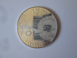 Rară! Cuba 10 Pesos 1990 Proof arg.999:Prima călătorie Columb,dm=38 mm,gr=20 gr