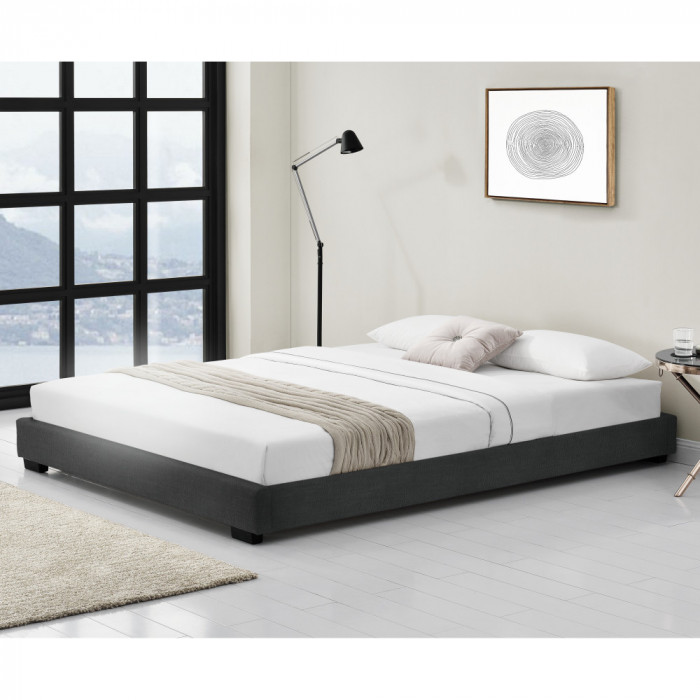 Corium&reg; Pat dublu tapitat modern imitatie piele Berlin, 214 x 186 x 20,5 cm, MDF/imitatie piele, negru HausGarden Leisure