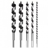 Set Burghie Spiralate pentru Lemn, Set 5 Piese, 10-25 mm, Lungime 200 mm