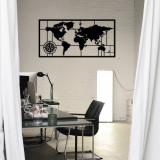 Decoratiune de perete, World Map Metal Decor 7, metal, 121 x 60 cm, negru, Enzo