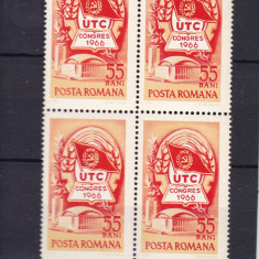 ROMANIA 1965 LP 625 AL IV - lea CONGRES U.TC. BLOC DE 4 TIMBRE MNH