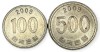 Coreea de Sud , lot 30 - 100 + 500 Won 2009, Asia, Cupru-Nichel