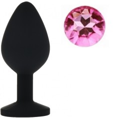 Dop Anal Silicone Buttplug, Medium, Negru/Roz, Guilty Toys