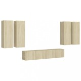Cumpara ieftin Set de dulapuri TV, 6 piese, stejar sonoma, lemn prelucrat