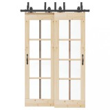 VidaXL Set feronerie pentru uși glisante, negru, 152,5 cm, oțel