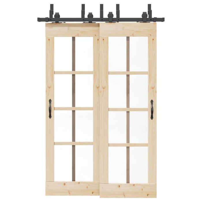 vidaXL Set feronerie pentru uși glisante, negru, 152,5 cm, oțel