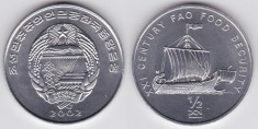 Corea de Nord 1/2 chon 2002 FAO UNC Corabie antica
