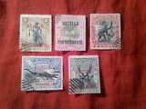 Serie mica North Borneo Britanic 1901 supratipar British Protectorat , Motive locale , 5 valori stampilate