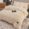 Lenjerie de pat dublu cocolino,4 piese.cearceaf cu elastic,,dungi 5cm,crem-A961, Jojo Home