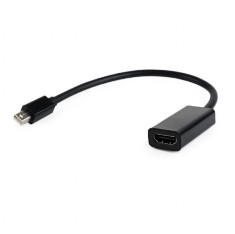 CABLU video GEMBIRD, adaptor Mini-DisplayPort (T) la HDMI (M), 10cm, rezolutie maxima Full HD (1920 x 1080) la 60Hz, negru, &amp;quot;A-mDPM-HDMIF-02&amp;quot; (timbru foto