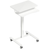 HOMCOM Birou stand reglabil pe &icirc;nălțime, birou sit-stand mobil cu suport pentru tastatură, roți și cadru din oțel, Alb | Aosom Romania