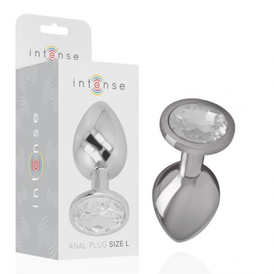 INTENSE - ALUMINUM METAL ANAL PLUG WITH SILVER CRYSTAL SIZE L foto