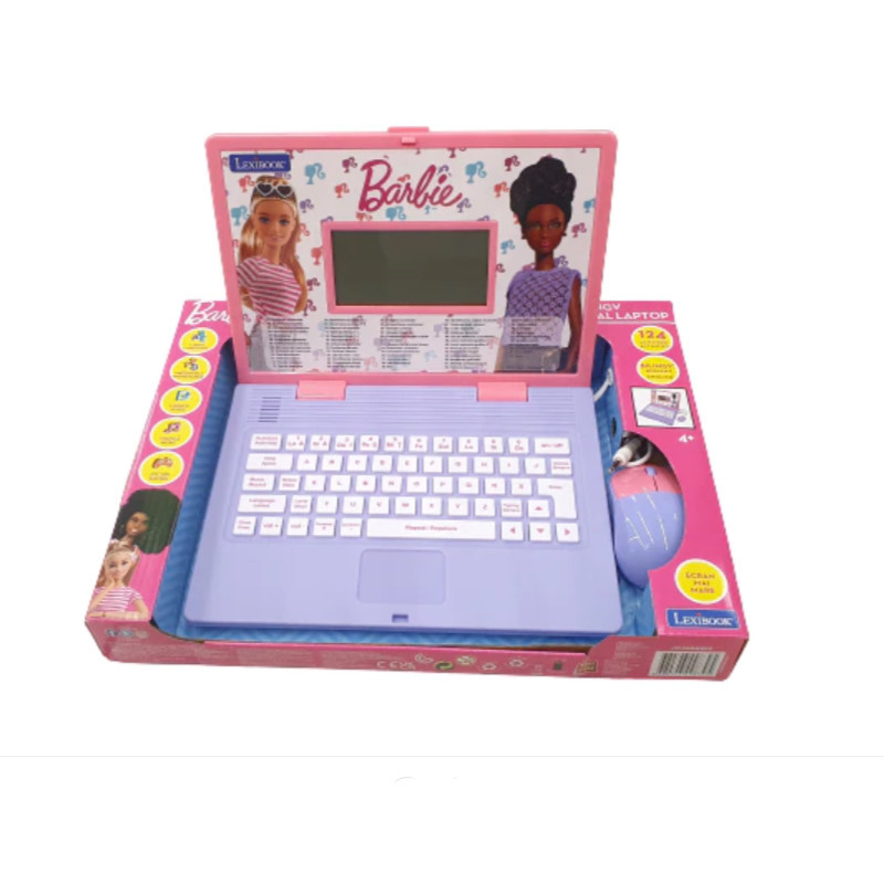 Laptop de jucarie Barbie, 124 activitati, educational si interactiv pentru  copii, ecran LCD, mouse, General | Okazii.ro