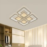 Lustra LED Alessandro DESIGN SUSAN 96W, 4 Patrate, Dimabila, Telecomanda, Alb, Lumina Rece/Calda/Neutra, 43x43x8cm
