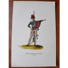 Gravura color, Ofiter din Regimentul III de Husari, 1907