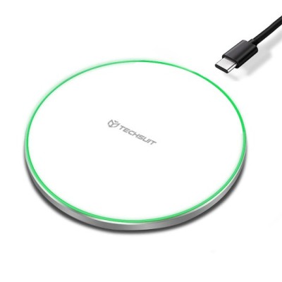 Incarcator Wireless 15W - Techsuit Premium (CHWR031) - White foto