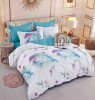 Lenjerie pat dublu,bumbac finet,6 piese cu elastic,alba cu flori si delfini-A589, Jojo Home