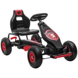 HOMCOM Go Kart pentru Copii 5-12 Ani, cu Pedale, Scaun Ajustabil și Cauciucuri Gonflabile, Fr&acirc;nă de M&acirc;nă și Amortizare Socuri Roșu | Aosom Rom&acirc;nia