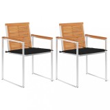 vidaXL Scaune de grădină cu perne, 2 buc., lemn masiv acacia și oțel 3061495