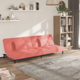 VidaXL Canapea extensibilă cu 2 locuri, 2 perne, roz, catifea