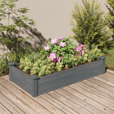 Gossi strat gradina inaltat cu captuseala gri 120x60x25 cm lemn brad foto