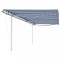 vidaXL Copertină retractabilă automat, cu st&acirc;lpi, albastru&amp;alb, 6x3 m