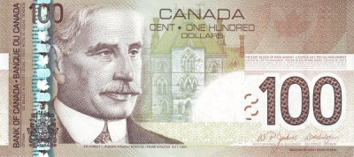 Bancnota CANADA - 100 dolari 2005 - P105b - aUNC foto