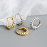 Cumpara ieftin Cercei din Argint 925 , zCroissant Hoops, , Verigi Torsadate cu Volum E i Aer Retro