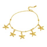 Cumpara ieftin Bratara de picior placata cu aur din inox Starfish