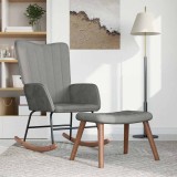 vidaXL Scaun balansoar cu taburet, gri deschis, catifea 327754